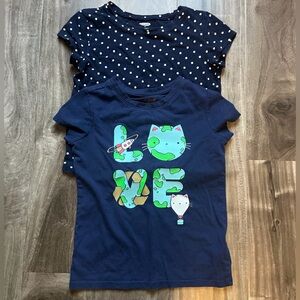 Old Navy Navy blue polka dots and Cat & Jack blue T-Shirt size 5